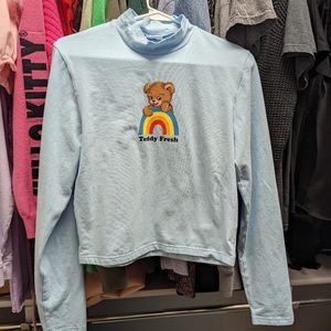 Teddy Fresh Women's Large Cropped Mock Neck Long Sleeve